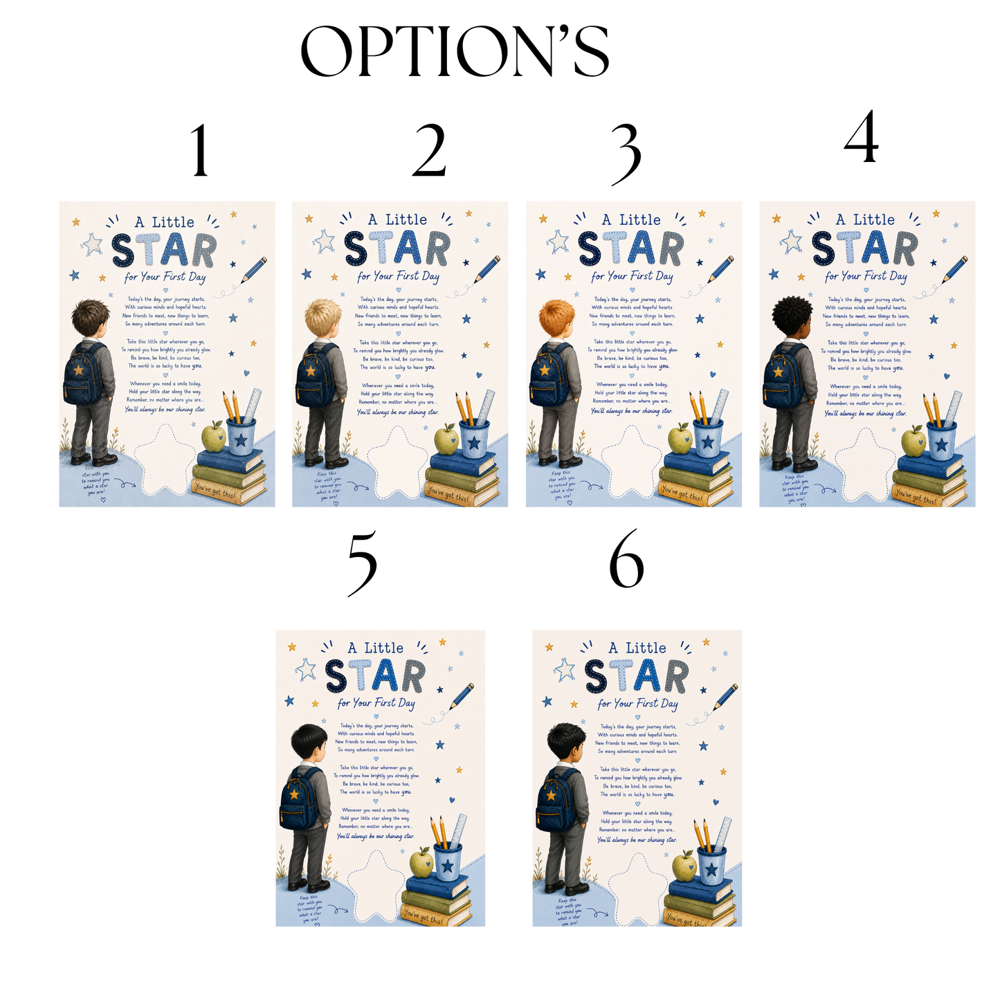 ⭐ A Little Star for Your First Day – Personalised First Day of School/Nursery Keepsake Card with Acrylic Star
