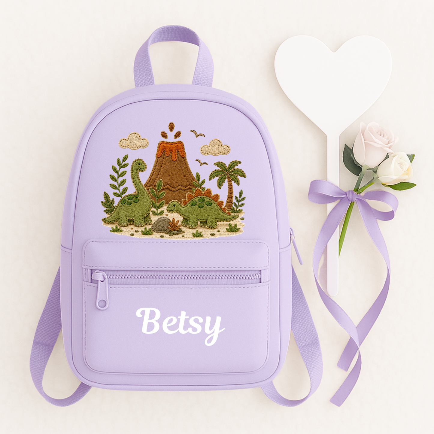 Personalised Dinosaur Backpack & Lunch Bag Set | Embroidered Dinosaur School Bag with Name | Nursery & School Gift
