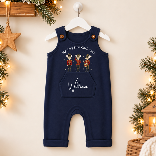 Personalised Baby Christmas Dungarees – My Very First Christmas Mouse Design
