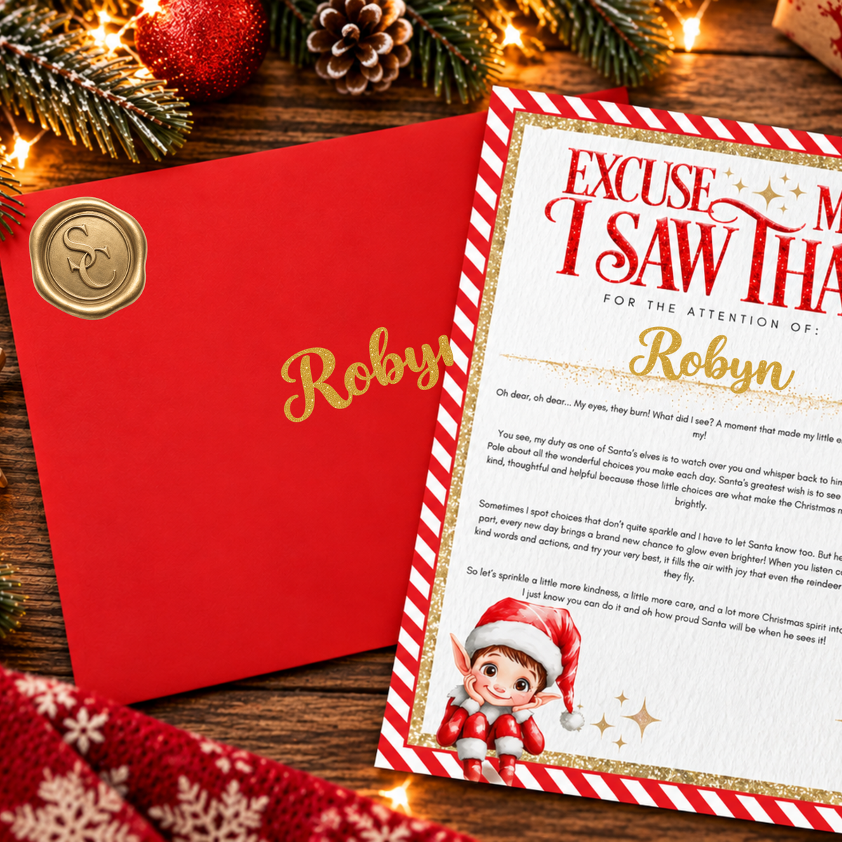 Personalised Elf Letter & Magical Message from Your Elf -red🎄✨