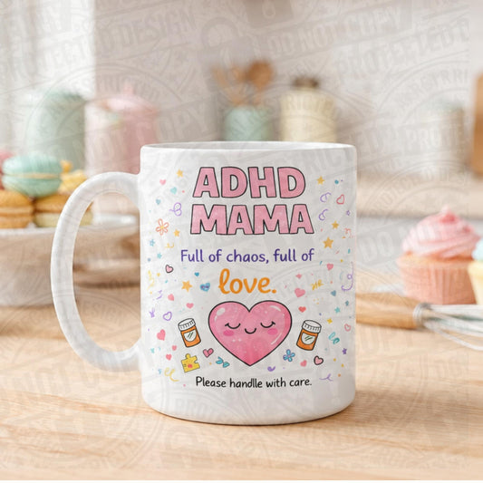 ADHD Mum, Mama cups, funny, pink designs