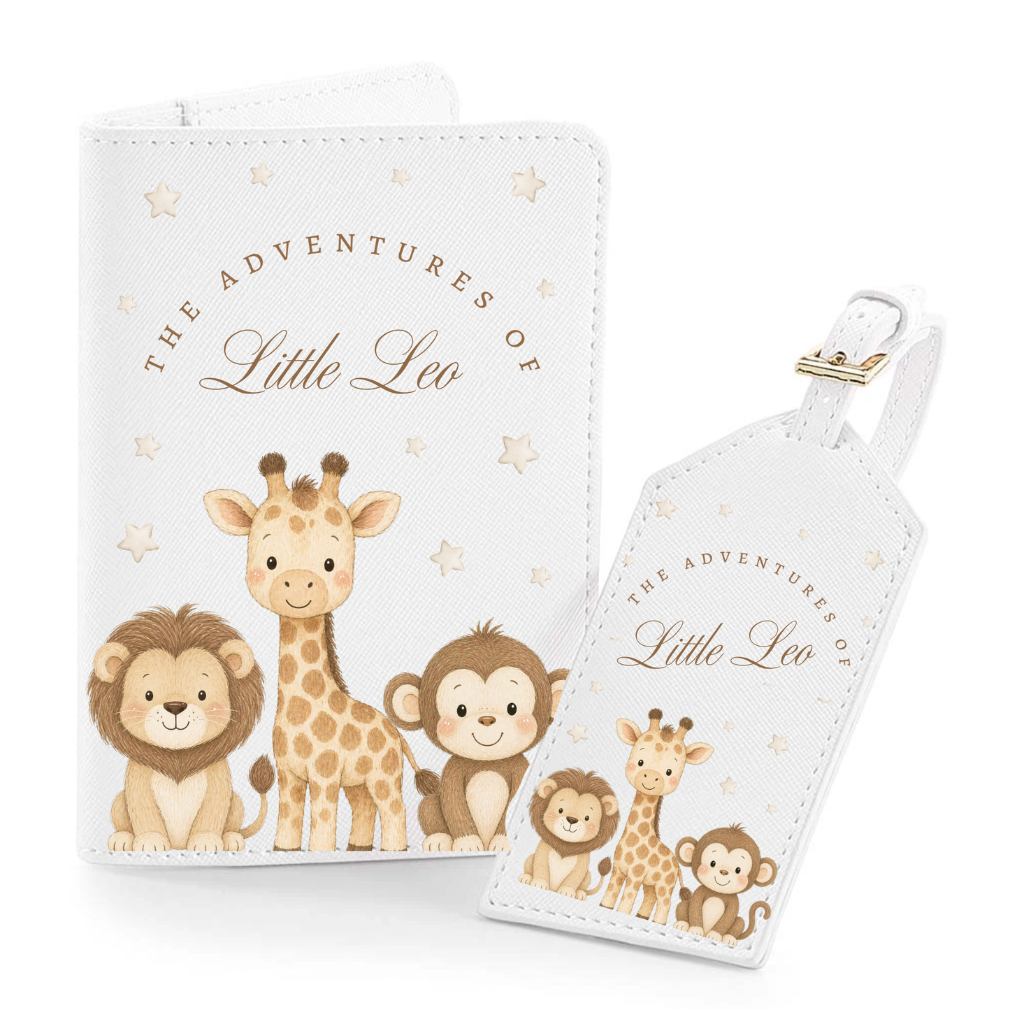 Personalised passport and luggage tag, mermaid, space, fairies, dinosaur, animals