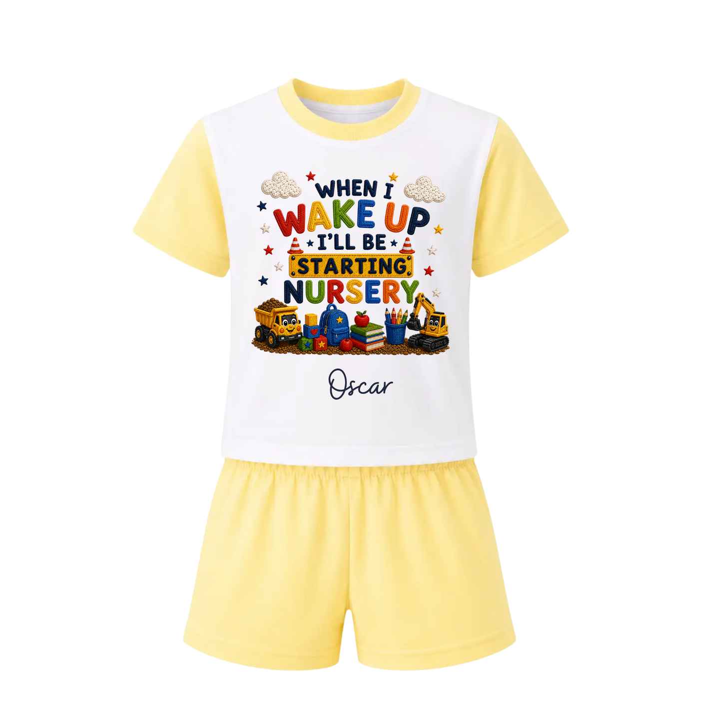 Personalised Construction First Day Nursery & School Pyjamas
