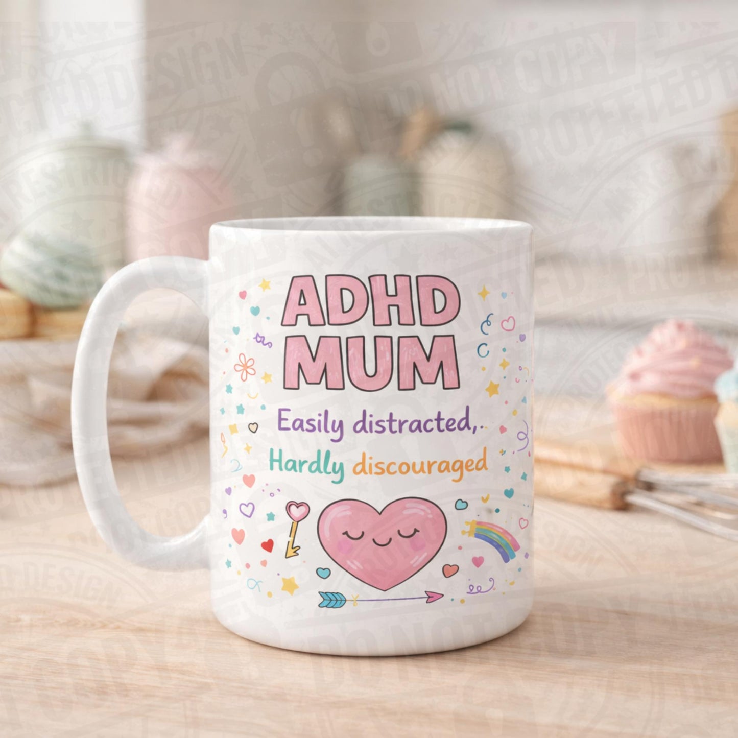 ADHD Mum, Mama cups, funny, pink designs
