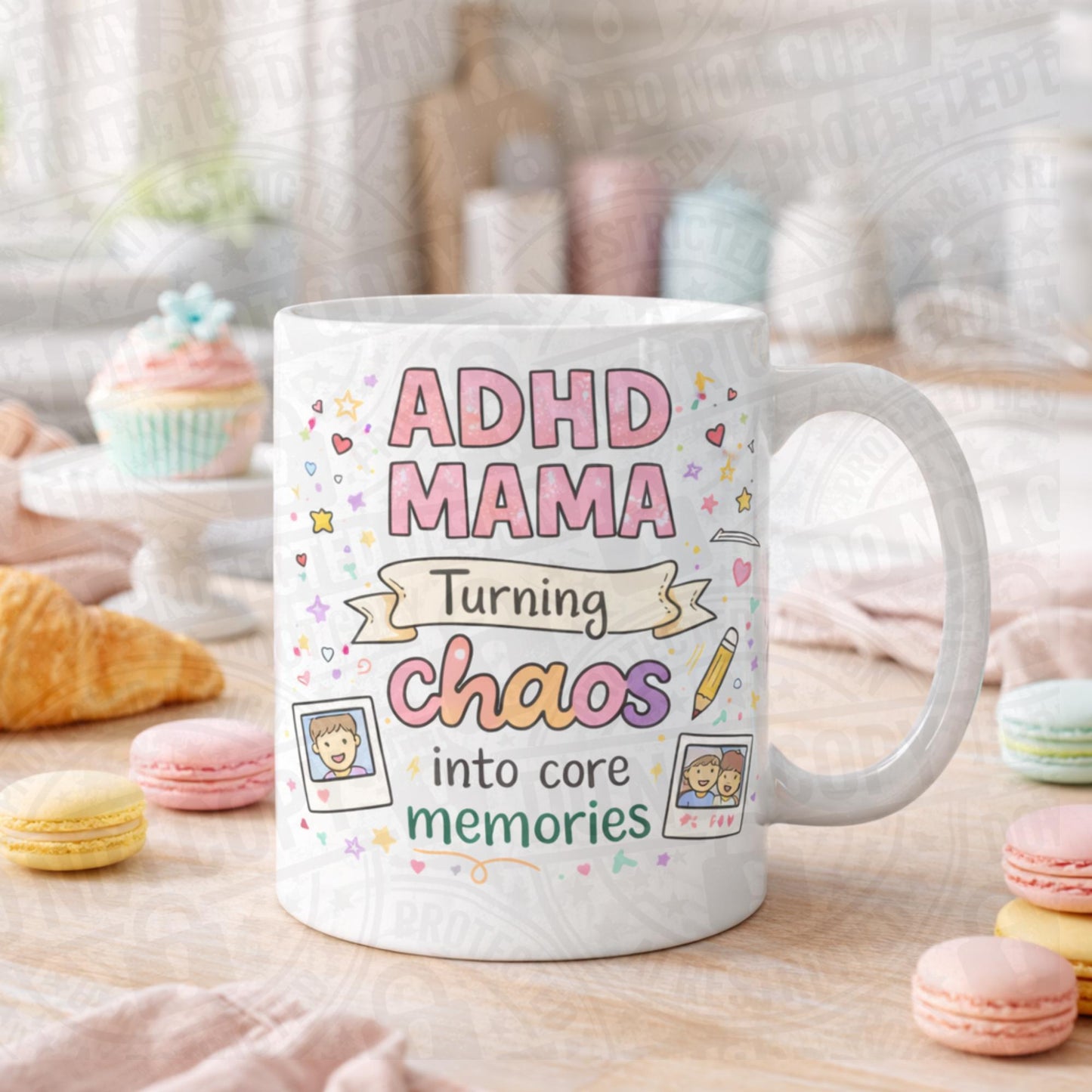 ADHD Mum, Mama cups, funny, pink designs