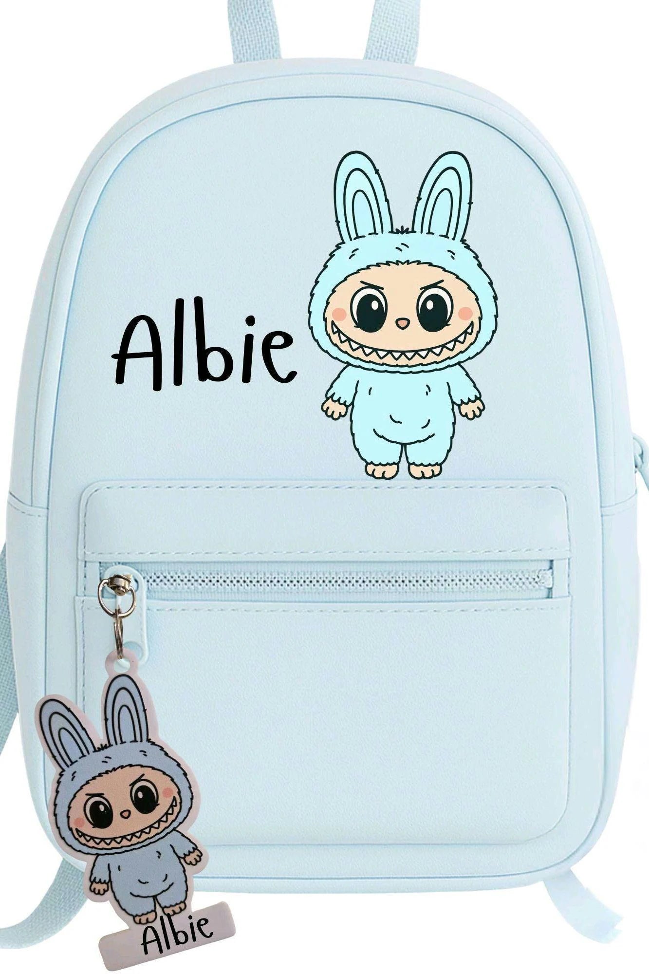Personalized Monster Backpack: Kids School Bag with Zip Pull Keyring